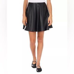 1.STATE Women's Faux Leather Circle Black Mini Skirt